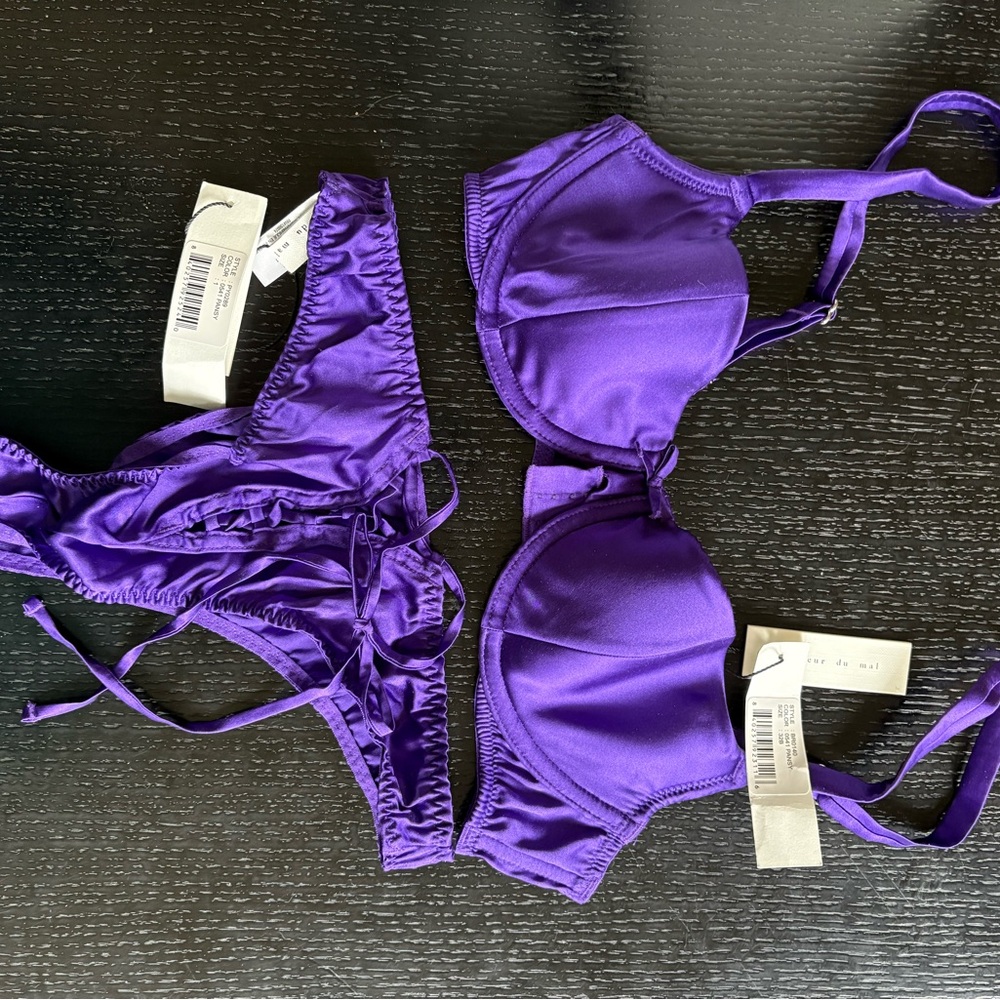 NWT Fleur du Mal purple lingerie set
